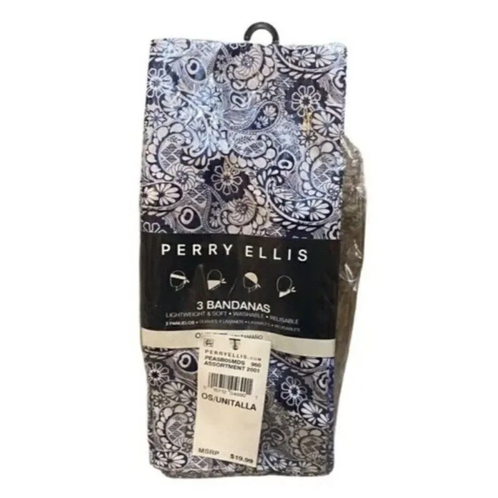 Perry Ellis Portfolio Mens Assorted 3 Packs Of Bandanas 9 Total Lot Set New